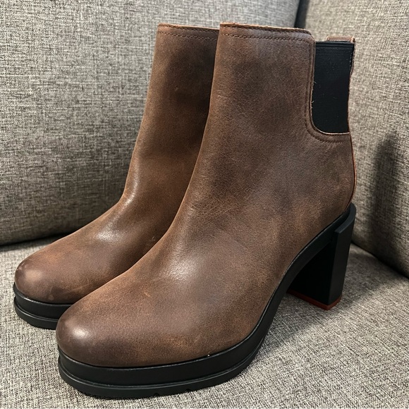 SOREL Blake Block-Heel Leather Chelsea Boots Brown Size 8.5 US - Picture 6 of 11